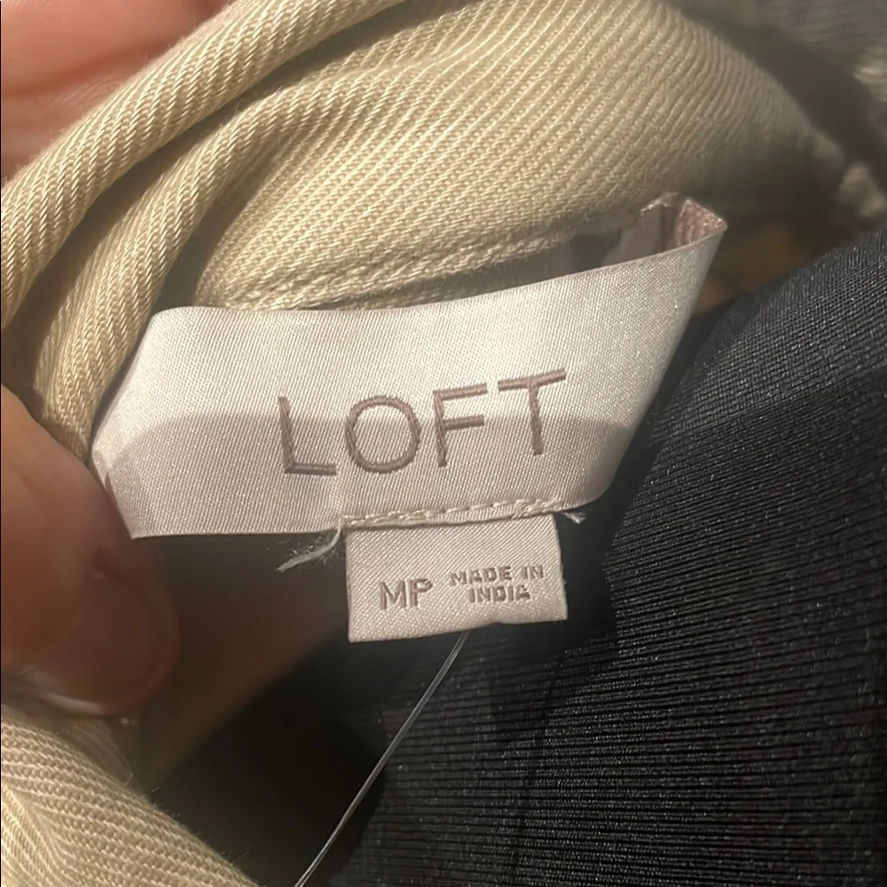 NWT LOFT Tan Long Sleeve Dress with Drawstring Waist - Picture 6 of 8